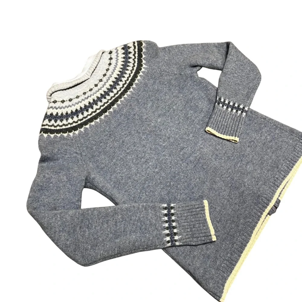 Eddie Bauer 100% Lambswool Fair Isle Nordic Zip Cardigan Sweater M Vintage‎